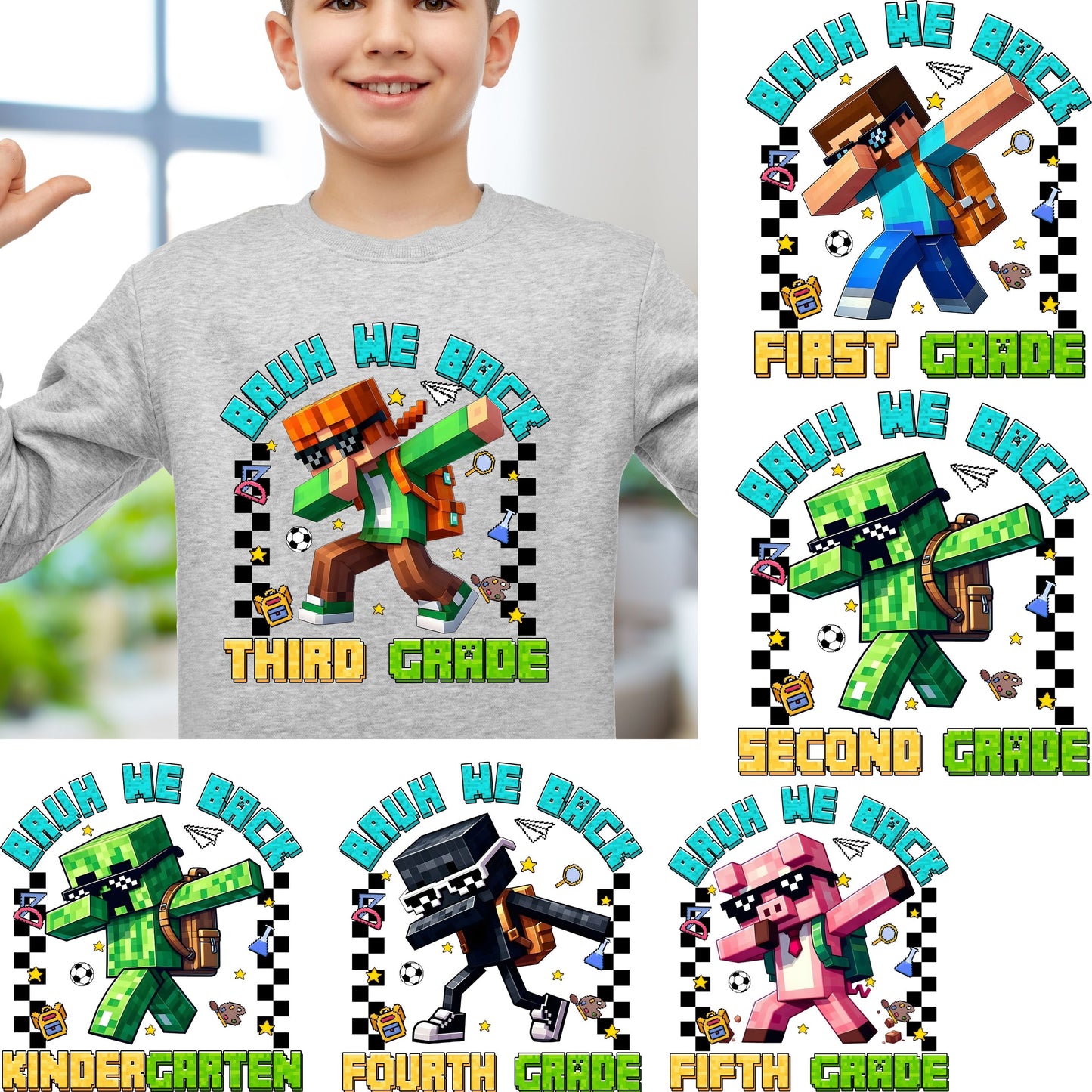 Personalized Gamer Back To School Sweatshirt, Bruh We Back Sweatshirt, Gamer Boy Sweatshirt,  Preppy First Day Of School sweatshirt, Gift for kids sweatshirt