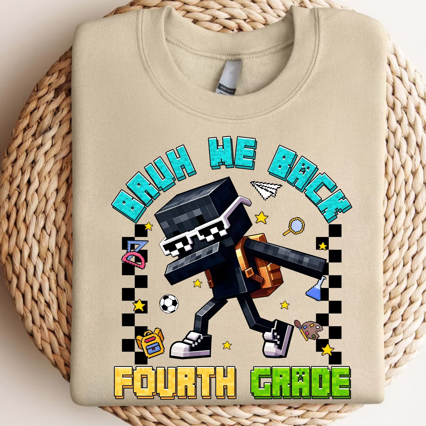 Personalized Gamer Back To School Sweatshirt, Bruh We Back Sweatshirt, Gamer Boy Sweatshirt,  Preppy First Day Of School sweatshirt, Gift for kids sweatshirt