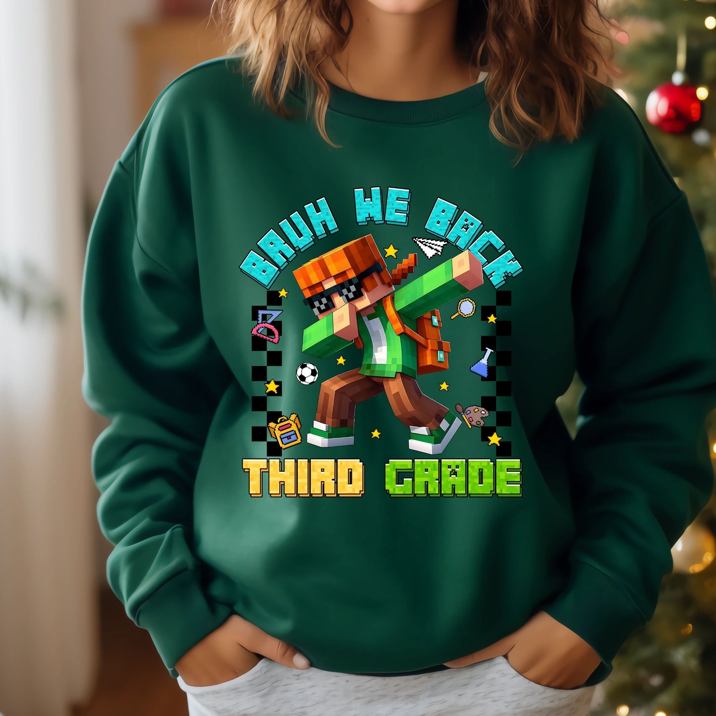 Personalized Gamer Back To School Sweatshirt, Bruh We Back Sweatshirt, Gamer Boy Sweatshirt,  Preppy First Day Of School sweatshirt, Gift for kids sweatshirt