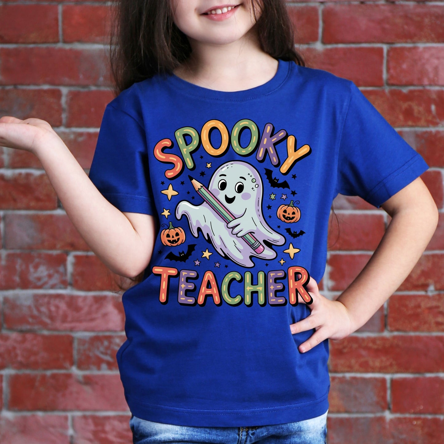 Spooky Teacher T-Shirt, Cute Ghost Halloween Shirt, Back-to-School Shirts, Spooky Teacher Shirt