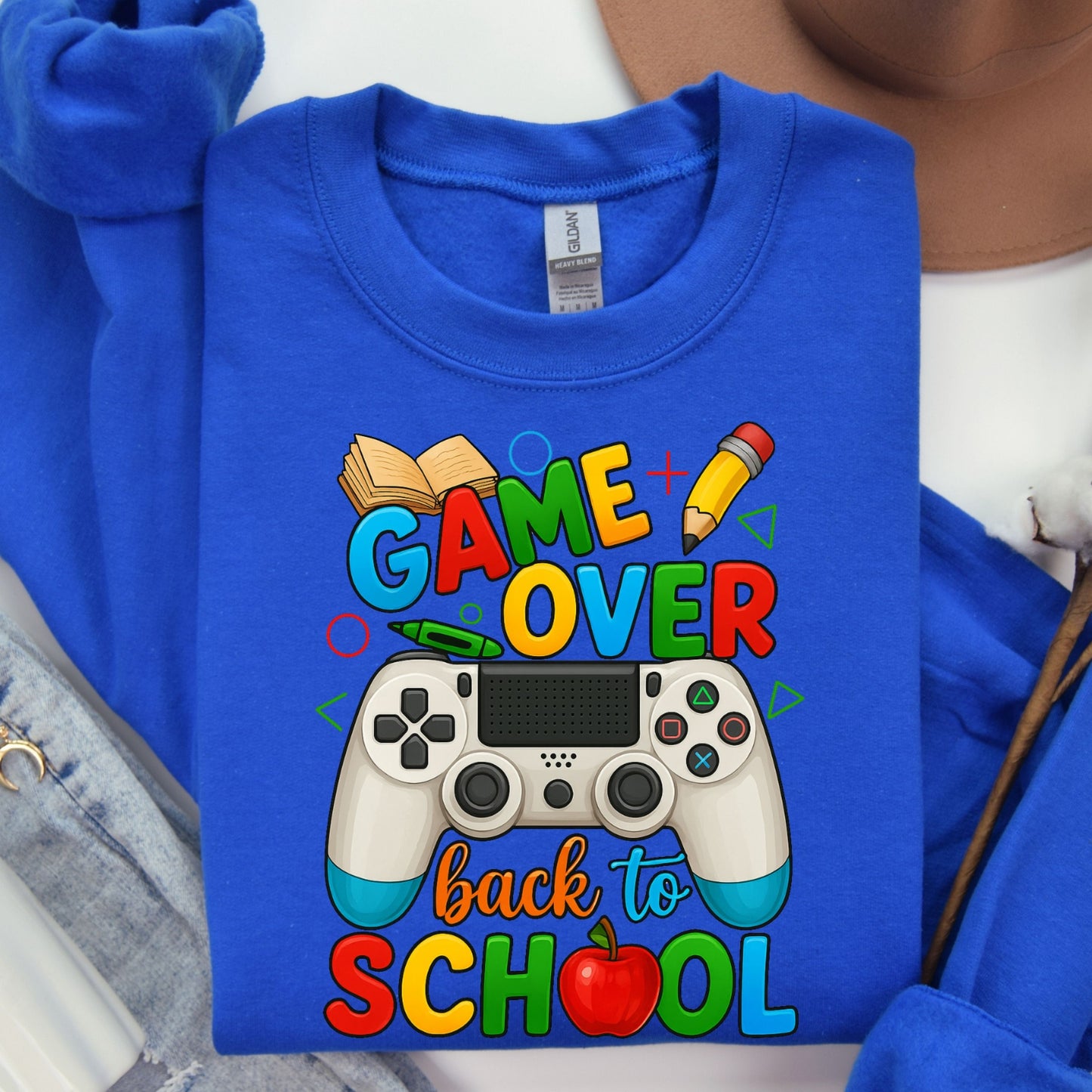 Game Over Back To School Sweatshirt, School Life Sweatshirt, Back To School School Love Sweatshirt,   Game Over Sweatshirt