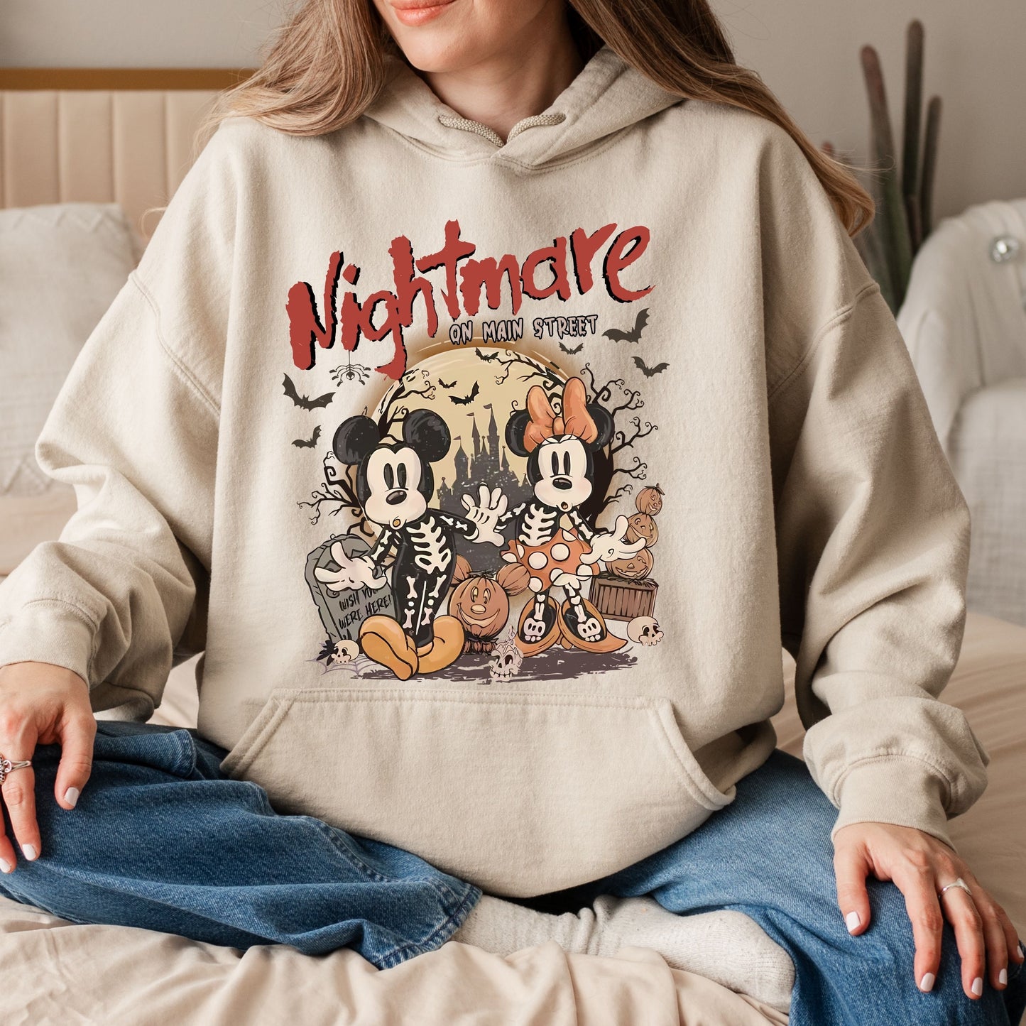 Vintage Nightmare On Main Street Hoodie, Mouse and Friends Skeleton Halloween Hoodie,   Disniy Trip Halloween 2025 Hoodie, Funny Halloween hoodie