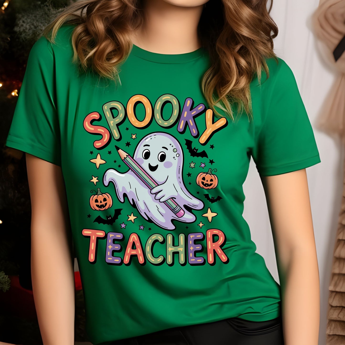 Spooky Teacher T-Shirt, Cute Ghost Halloween Shirt, Back-to-School Shirts, Spooky Teacher Shirt
