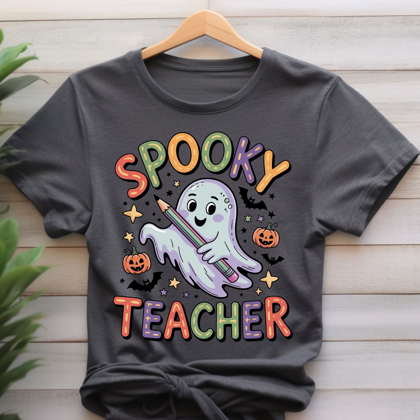 Spooky Teacher T-Shirt, Cute Ghost Halloween Shirt, Back-to-School Shirts, Spooky Teacher Shirt