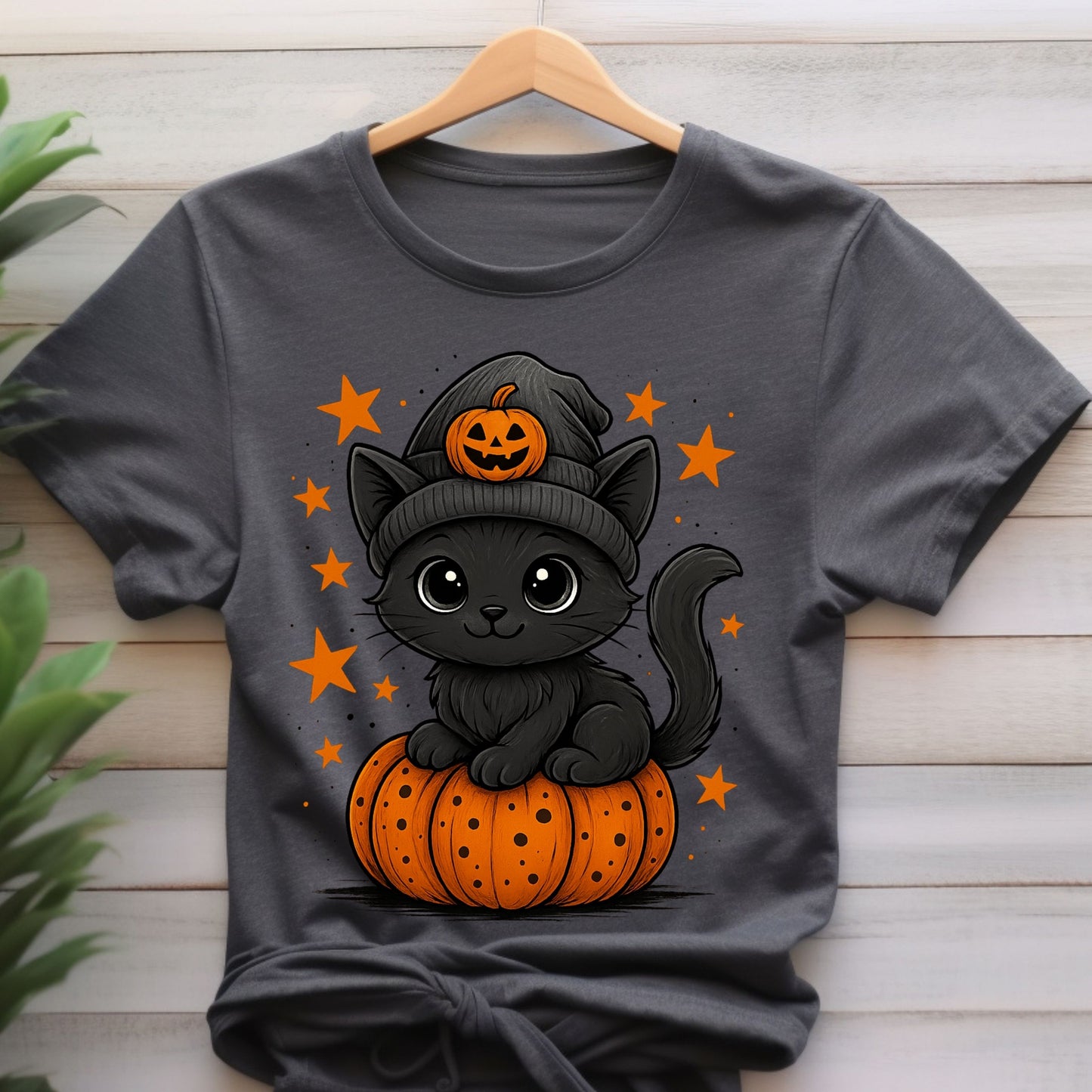 Pumpkin Cat Halloween T-Shirt, Black Cat Shirt,  Cute Halloween Cat shirt, funny halloween shirt,  gift for halloween