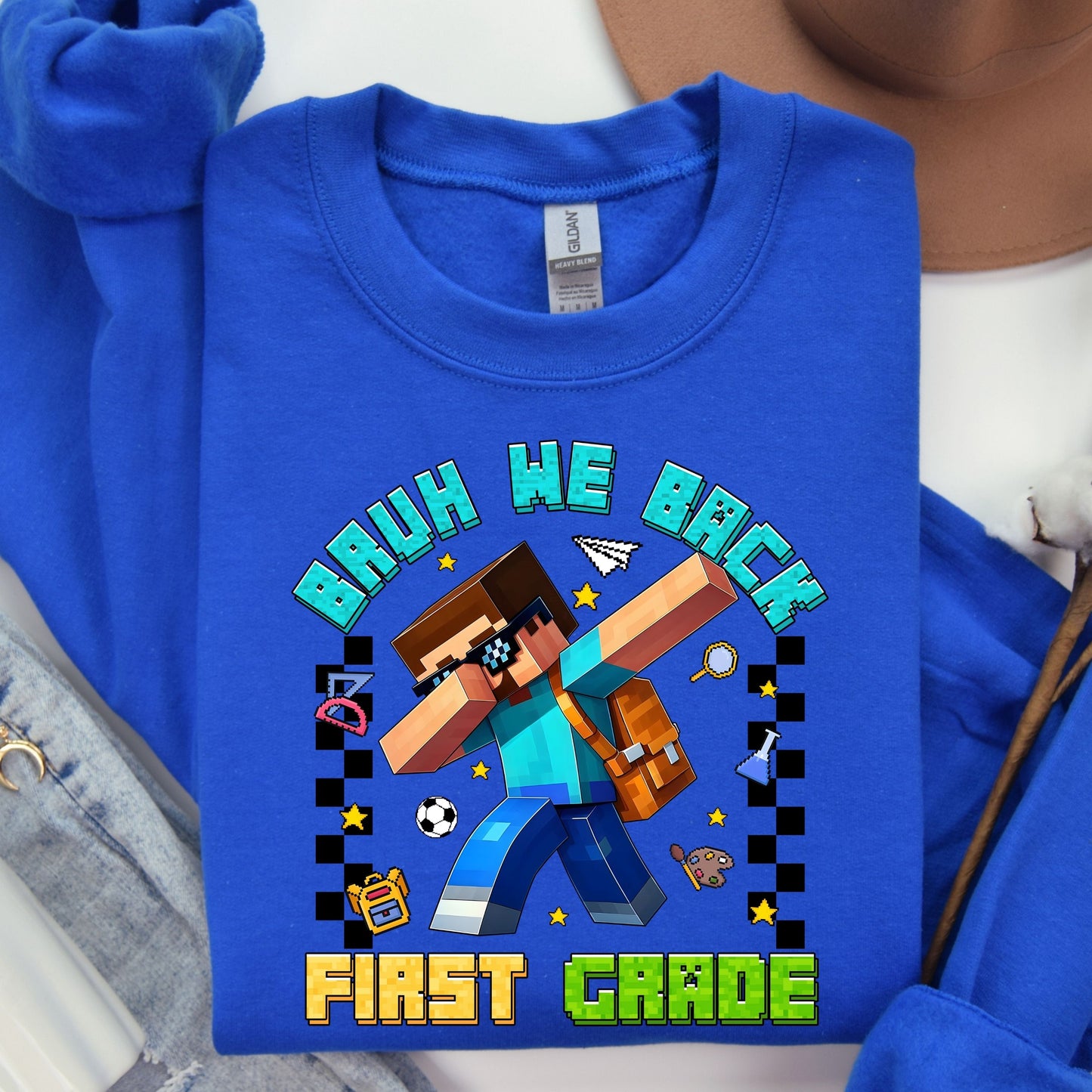 Personalized Gamer Back To School Sweatshirt, Bruh We Back Sweatshirt, Gamer Boy Sweatshirt,  Preppy First Day Of School sweatshirt, Gift for kids sweatshirt