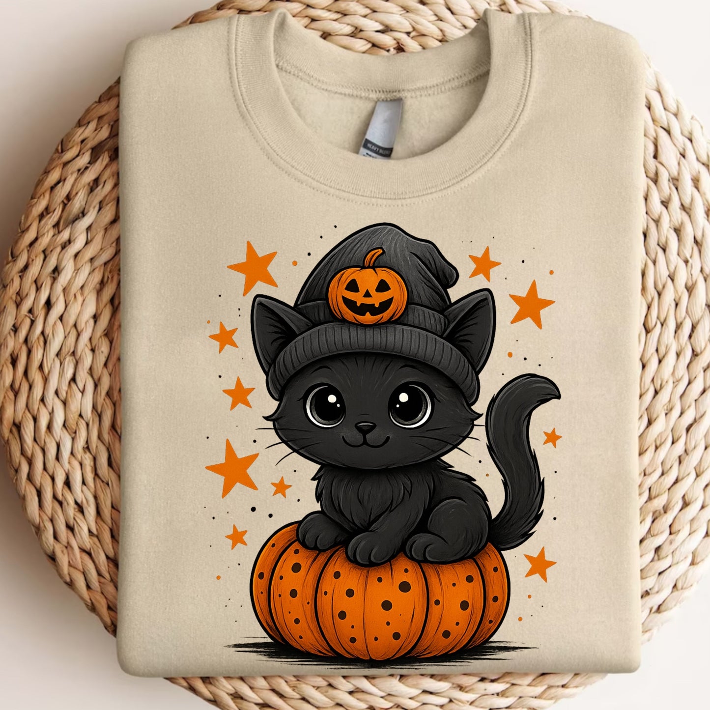 Pumpkin Cat Halloween Sweatshirt, Black Cat Sweatshirt,  Cute Halloween Cat sweatshirt, funny halloween sweatshirt,  gift for halloween