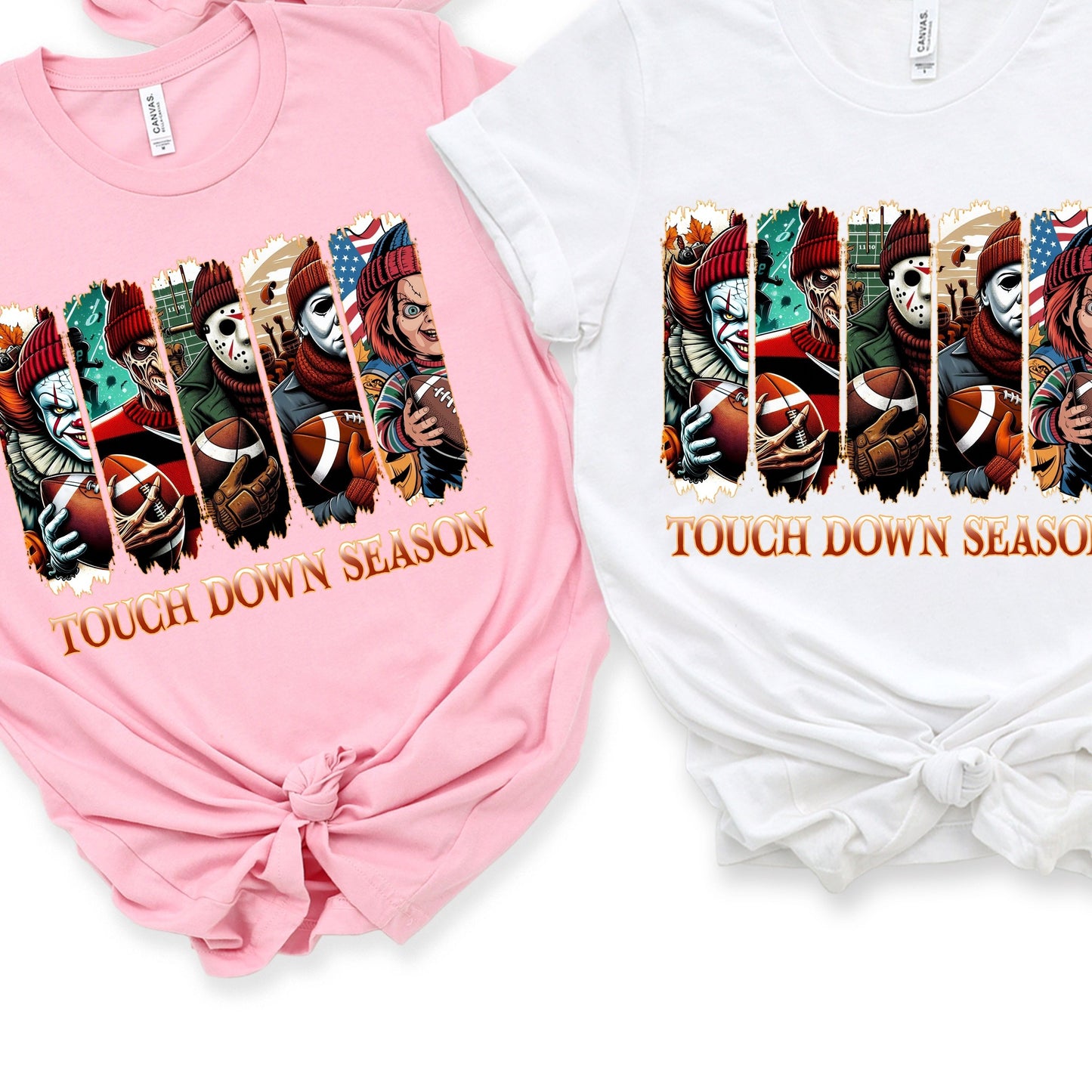 Touch Down Season T-Shirt, Football Season Shirt, Horror Characters Movie shirt, Football Horror Halloween T-Shirt