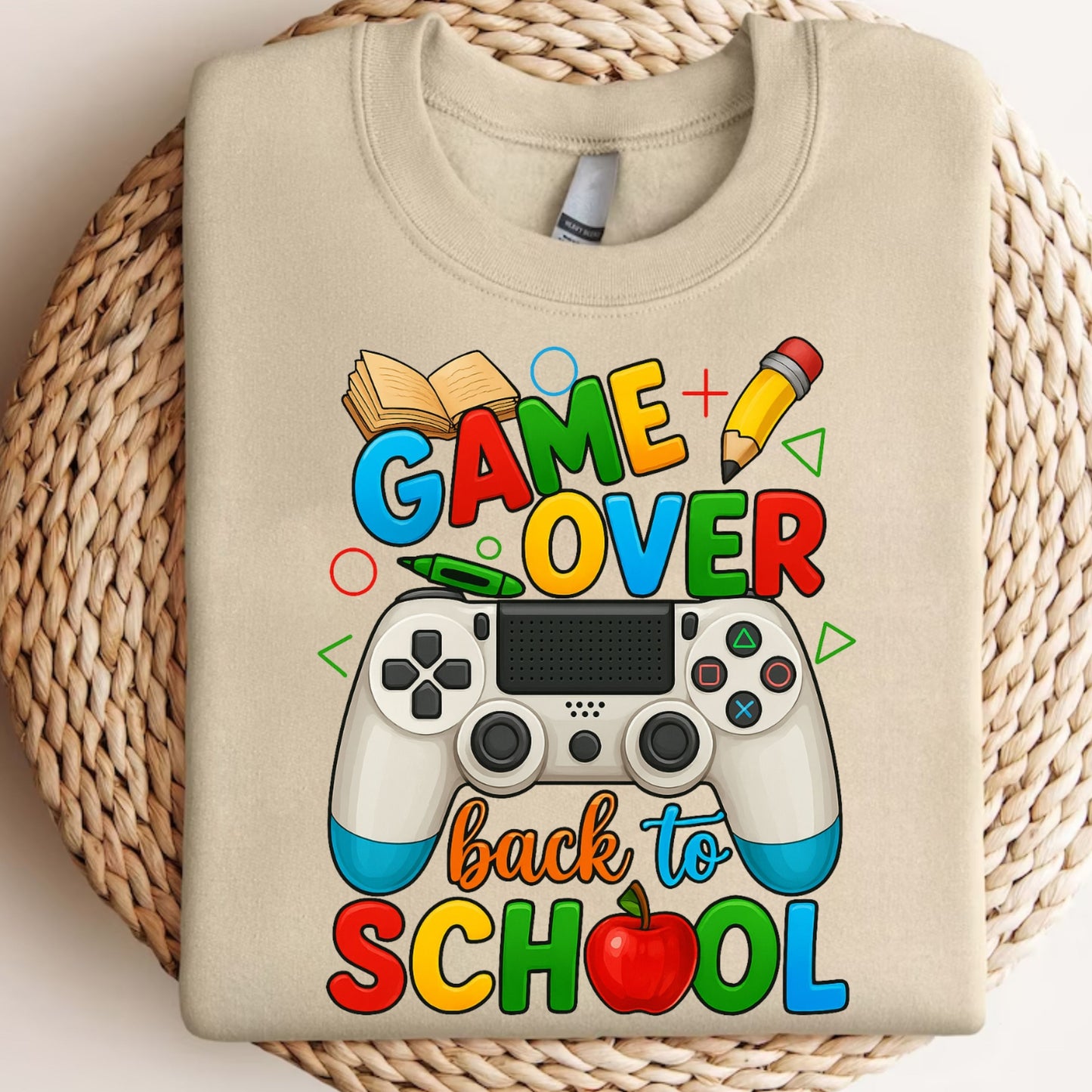 Game Over Back To School Sweatshirt, School Life Sweatshirt, Back To School School Love Sweatshirt,   Game Over Sweatshirt