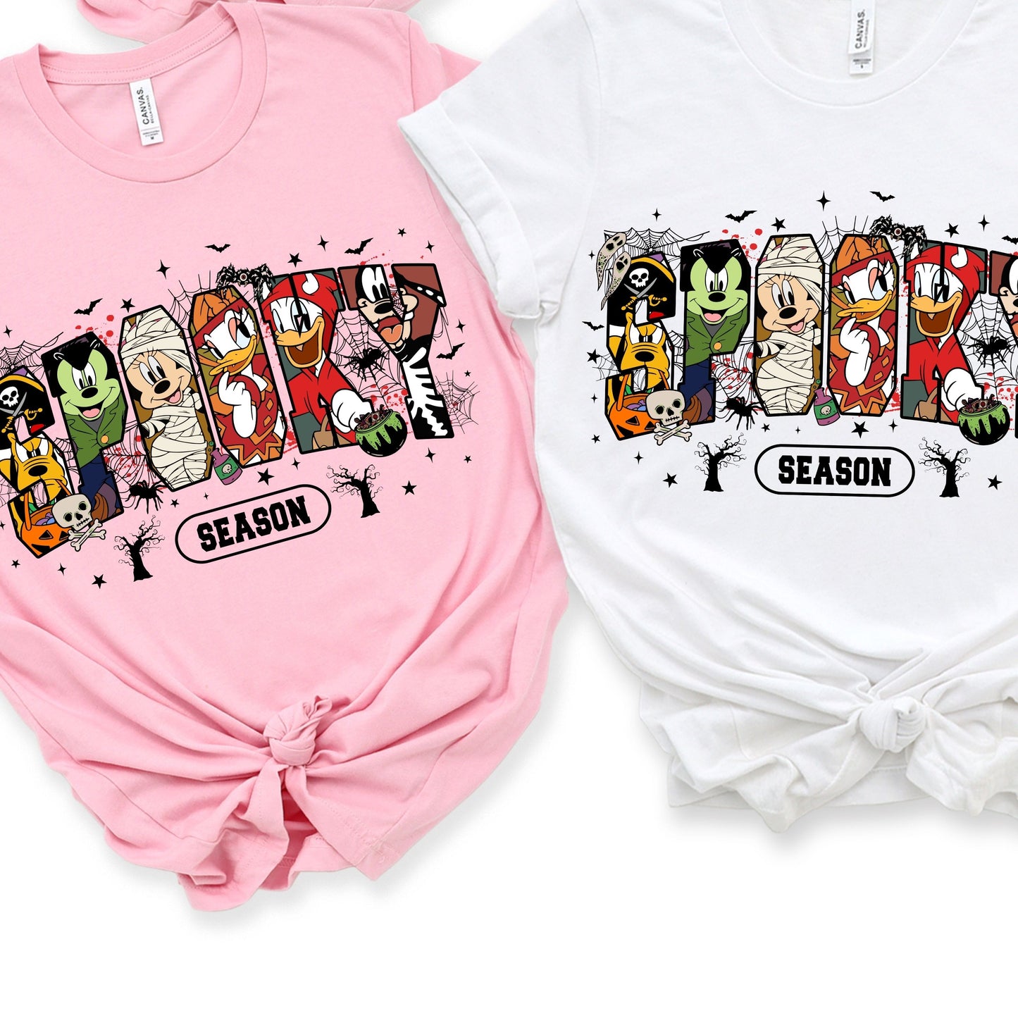 Retro Spooky Season Shirt, Halloween Cartoon Mouse And Friends Character T-Shirt,   Trendy Horror Halloween Shirt, Halloween Movie Friends T-Shirt