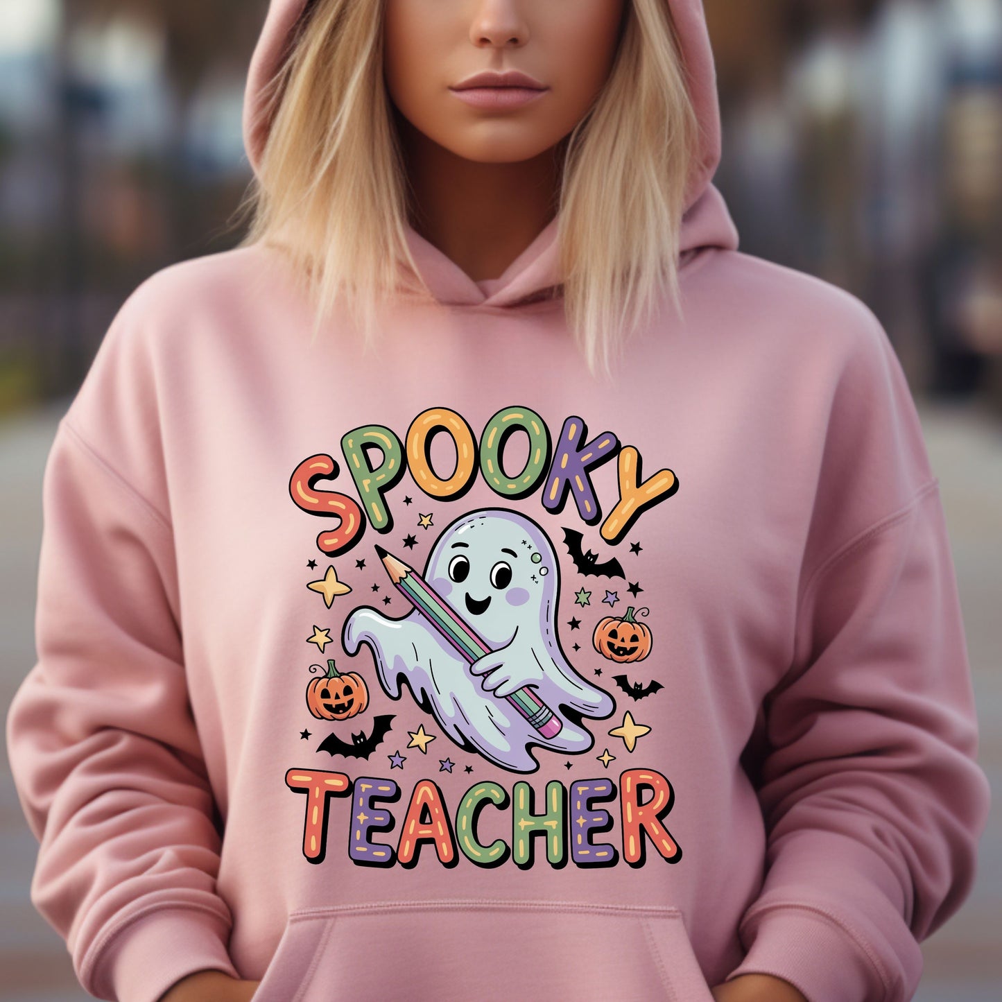 Spooky Teacher Hoodie, Cute Ghost Halloween Hoodie, Back-to-School Hoodie, Spooky Teacher Hoodie