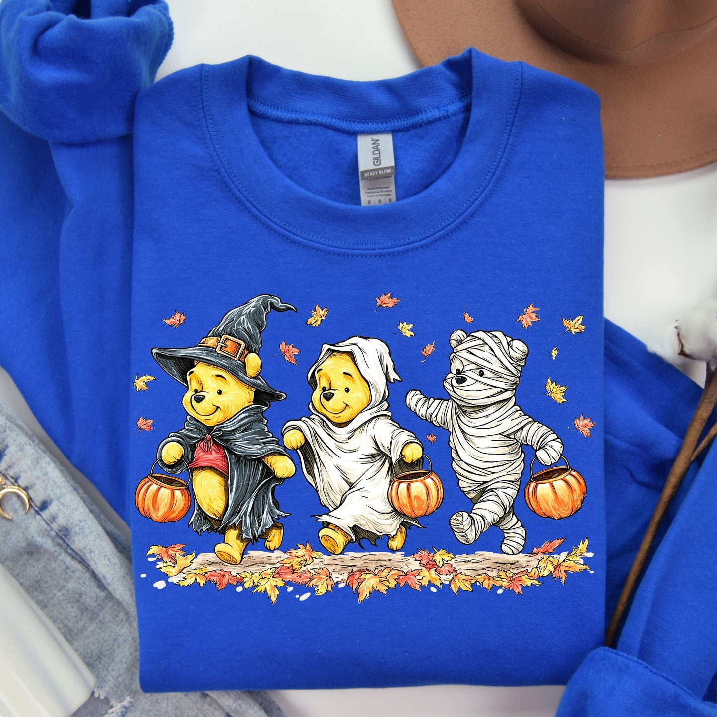 Retro Halloween Spooky Bear Sweatshirt, Cartoon Halloween Sweatshirt, Spooky Ghost Bear And Friends sweatshirt,   Witch Honey Bear Halloween Sweatshirt