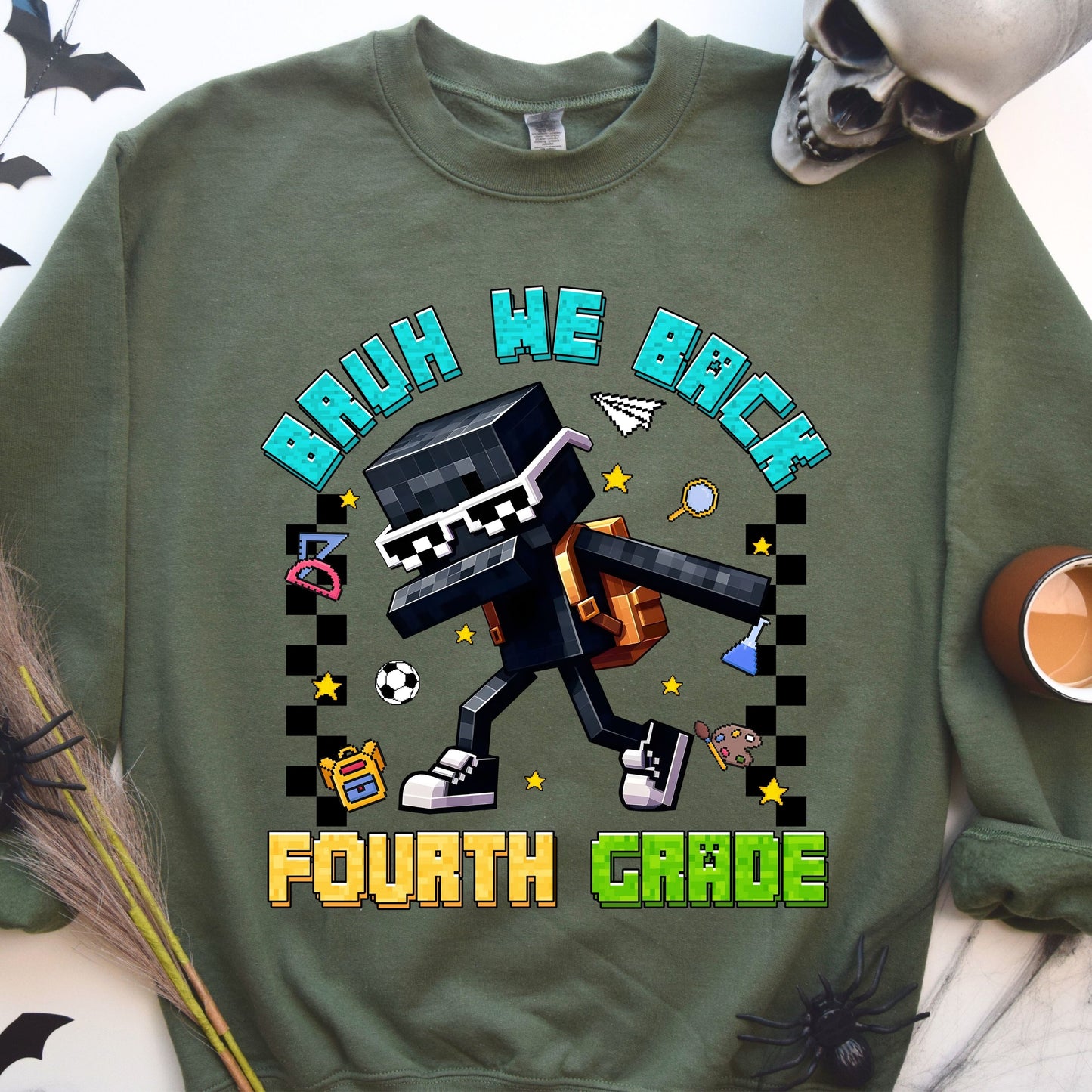 Personalized Gamer Back To School Sweatshirt, Bruh We Back Sweatshirt, Gamer Boy Sweatshirt,  Preppy First Day Of School sweatshirt, Gift for kids sweatshirt