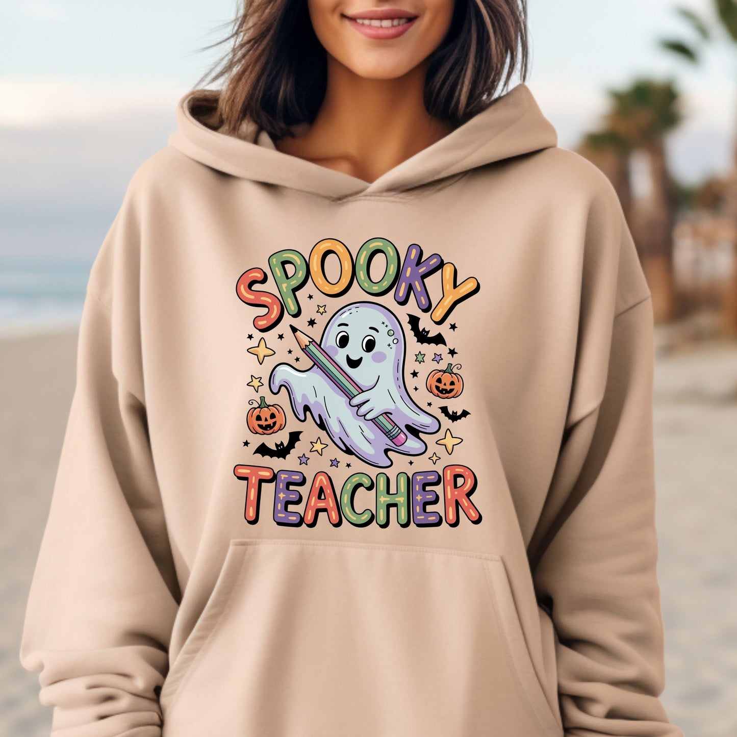 Spooky Teacher Hoodie, Cute Ghost Halloween Hoodie, Back-to-School Hoodie, Spooky Teacher Hoodie