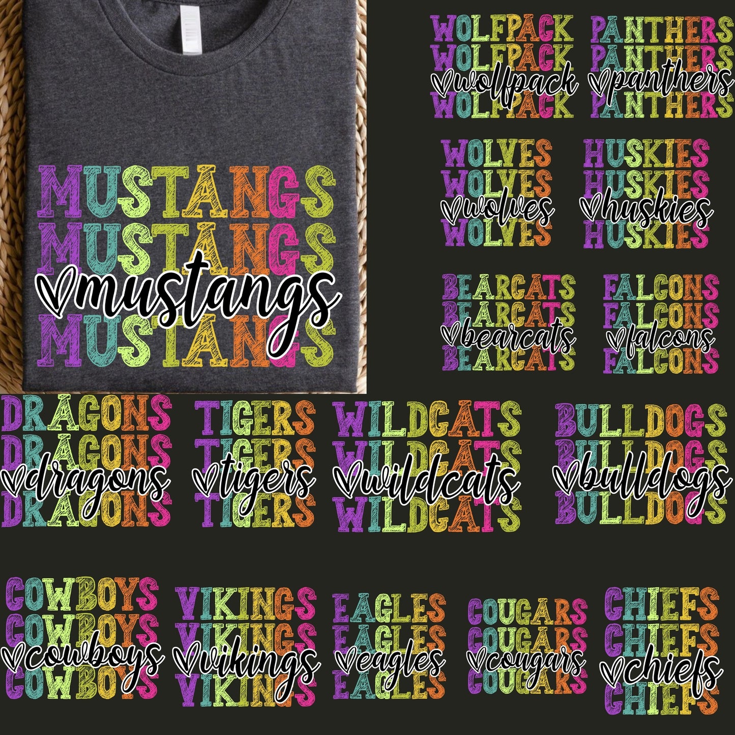 Neon Mascot Sweatshirt, Favorite Team Sweatshirt, School Spirit Mascot Sweatshirt, CUSTOM Mascot Team Name  Sweatshirt