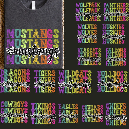 Neon Mascot Sweatshirt, Favorite Team Sweatshirt, School Spirit Mascot Sweatshirt, CUSTOM Mascot Team Name  Sweatshirt