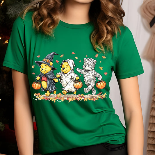 Retro Halloween Spooky Bear T-Shirt, Cartoon Halloween Shirt, Spooky Ghost Bear And Friends shirt,   Witch Honey Bear Halloween Shirt
