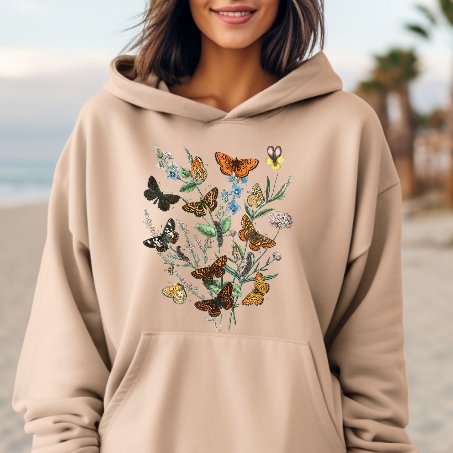 Vintage butterflies Hoodie, Butterflies life hoodie, gift for her for butterflies hoodie,  Butterfly Flowers hoodie