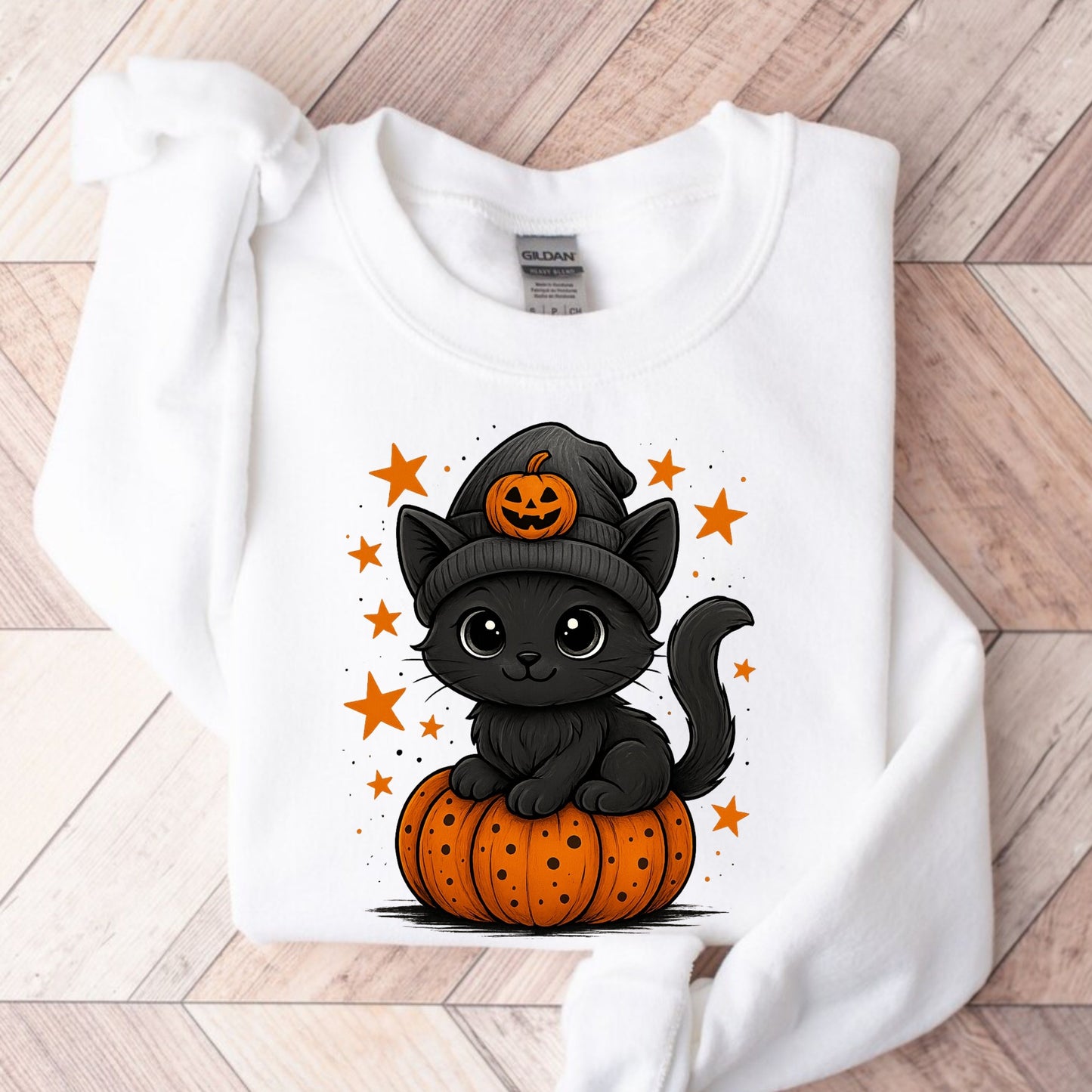 Pumpkin Cat Halloween Sweatshirt, Black Cat Sweatshirt,  Cute Halloween Cat sweatshirt, funny halloween sweatshirt,  gift for halloween