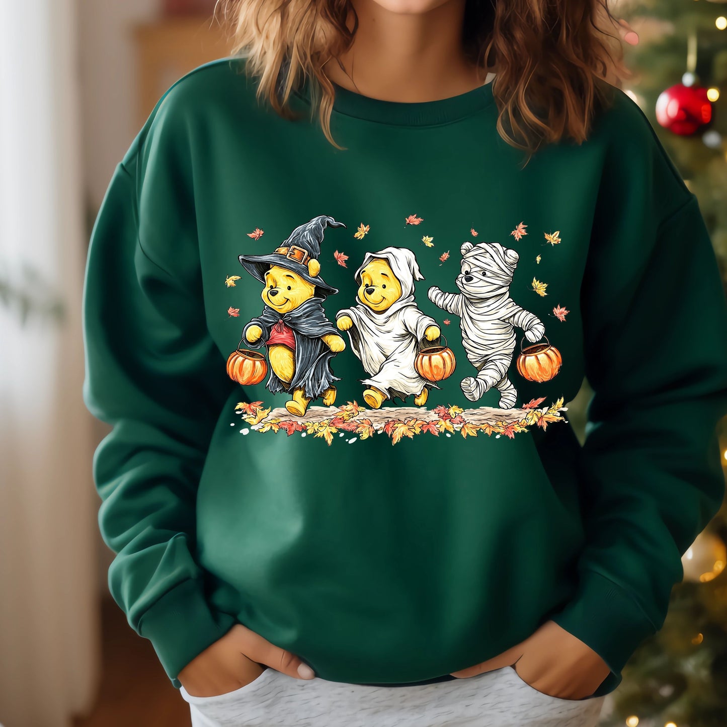 Retro Halloween Spooky Bear Sweatshirt, Cartoon Halloween Sweatshirt, Spooky Ghost Bear And Friends sweatshirt,   Witch Honey Bear Halloween Sweatshirt
