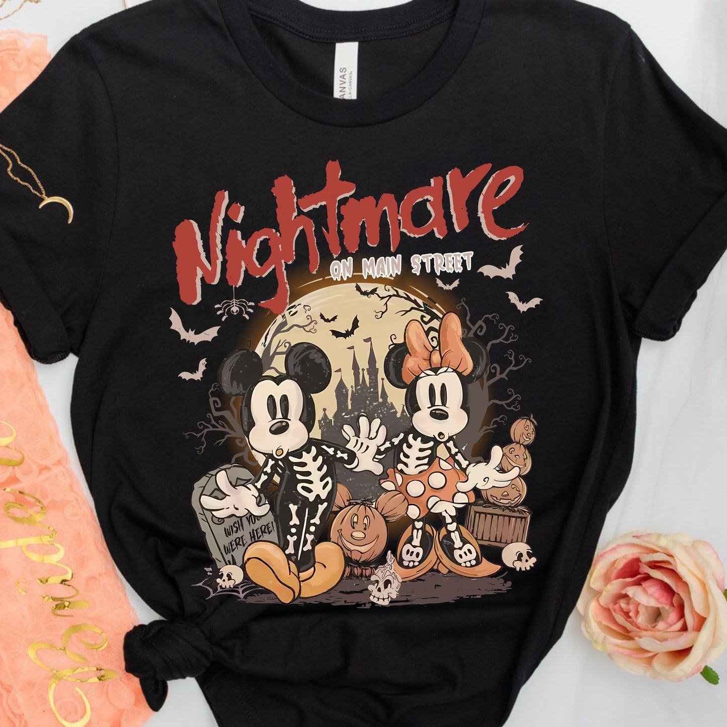 Vintage Nightmare On Main Street T-Shirt, Mouse and Friends Skeleton Halloween Shirt,   Disniy Trip Halloween 2025 Shirt, Funny Halloween shirt