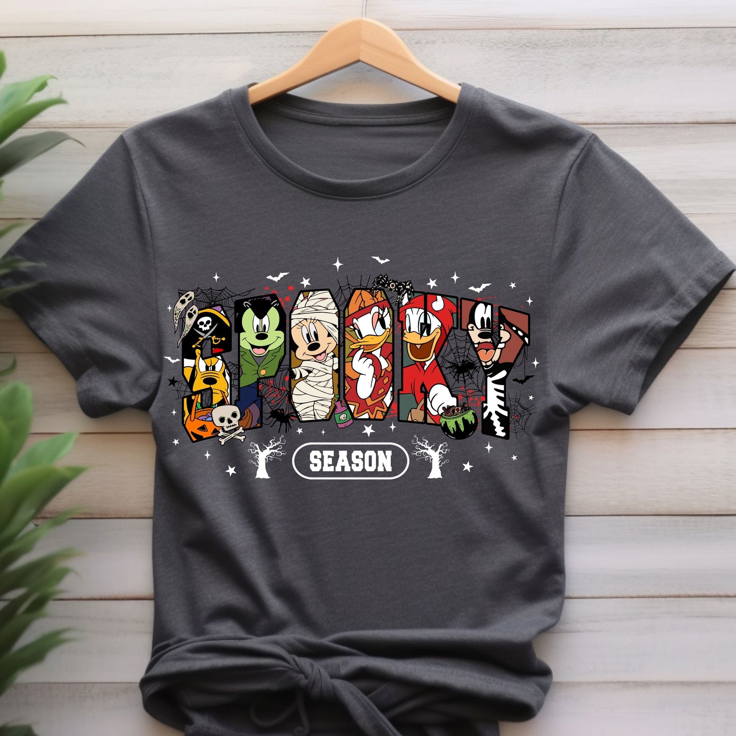 Retro Spooky Season Shirt, Halloween Cartoon Mouse And Friends Character T-Shirt,   Trendy Horror Halloween Shirt, Halloween Movie Friends T-Shirt