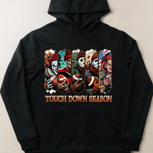 Touch Down Season Hoodie, Football Season Hoodie, Horror Characters Movie hoodie, Football Horror Halloween Hoodie