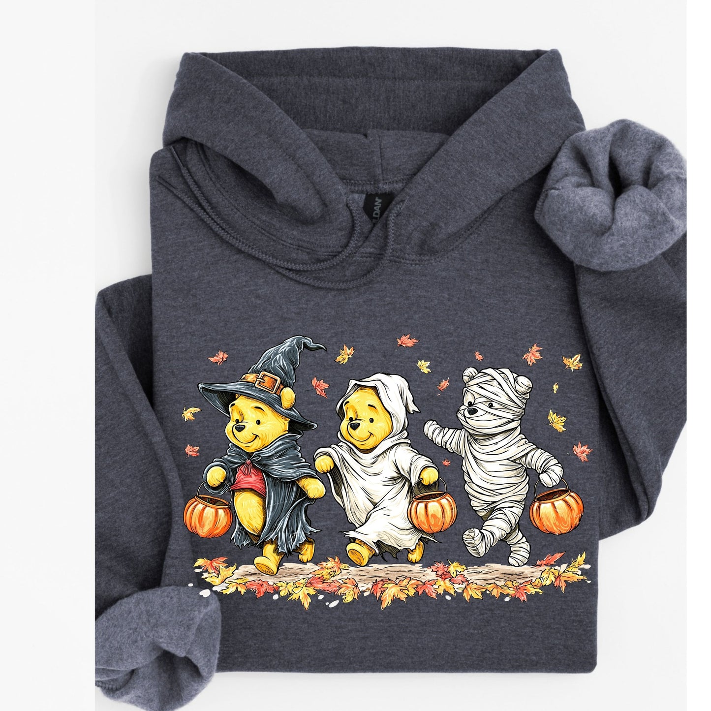 Retro Halloween Spooky Bear Hoodie, Cartoon Halloween Hoodie, Spooky Ghost Bear And Friends Hoodie,  Witch Honey Bear Halloween Hoodie