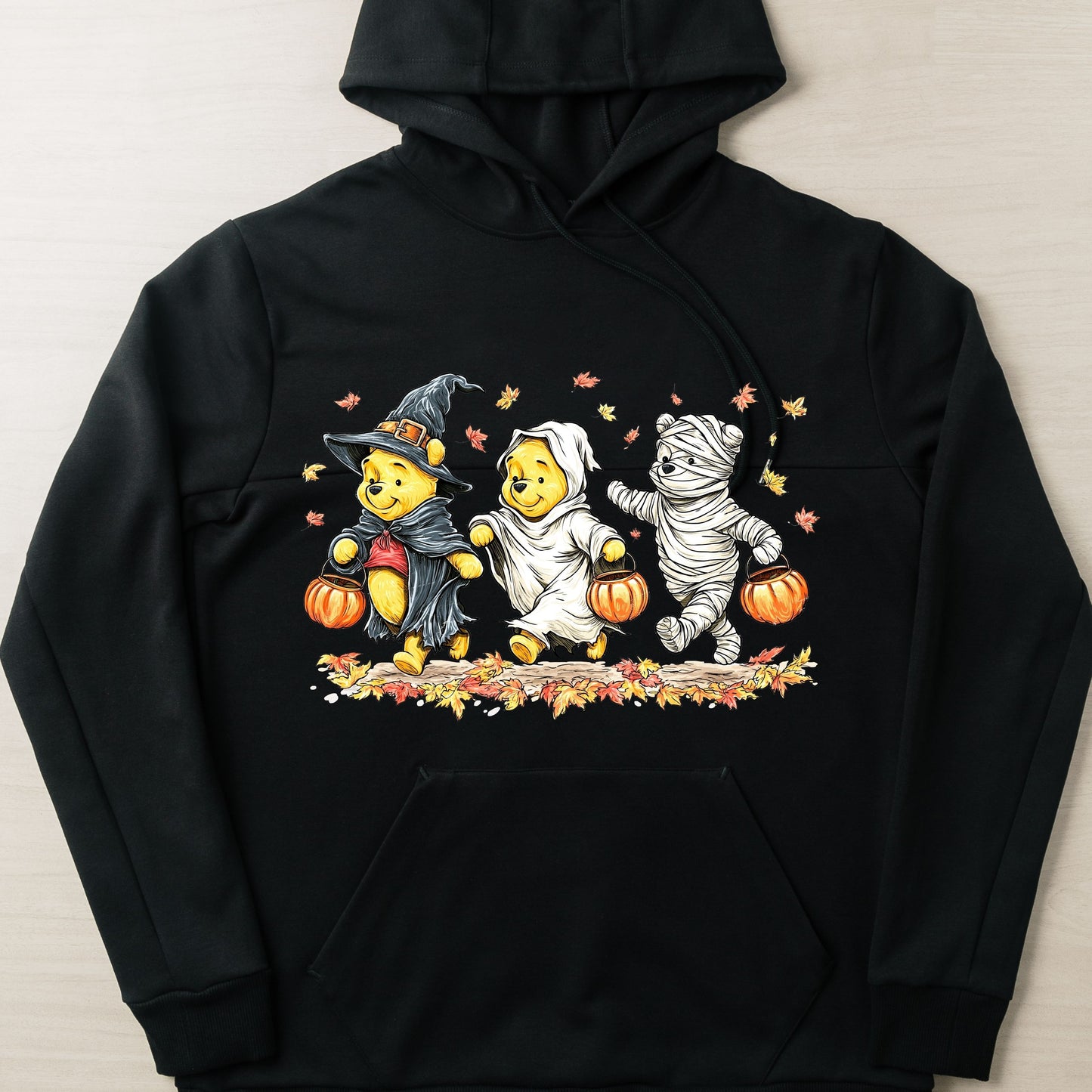 Retro Halloween Spooky Bear Hoodie, Cartoon Halloween Hoodie, Spooky Ghost Bear And Friends Hoodie,  Witch Honey Bear Halloween Hoodie
