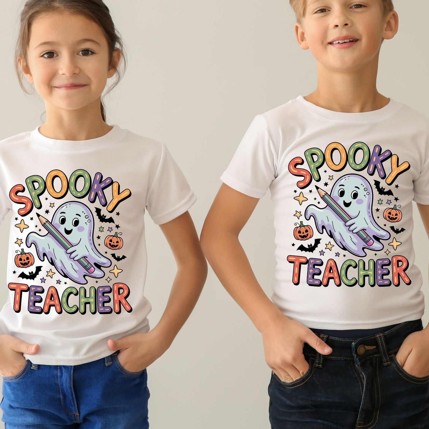 Spooky Teacher T-Shirt, Cute Ghost Halloween Shirt, Back-to-School Shirts, Spooky Teacher Shirt