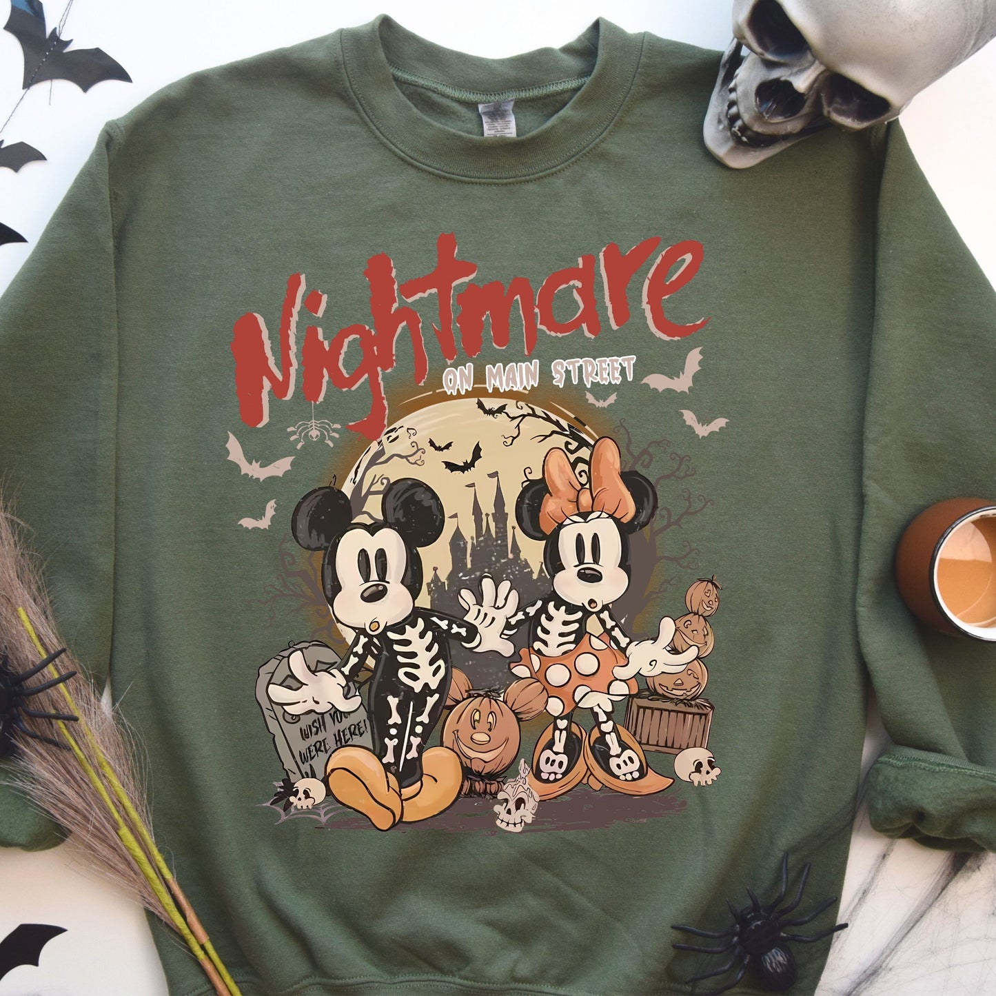 Vintage Nightmare On Main Street Hoodie, Mouse and Friends Skeleton Halloween Hoodie,   Disniy Trip Halloween 2025 Hoodie, Funny Halloween hoodie