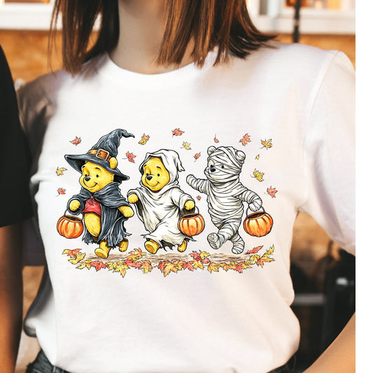 Retro Halloween Spooky Bear T-Shirt, Cartoon Halloween Shirt, Spooky Ghost Bear And Friends shirt,   Witch Honey Bear Halloween Shirt