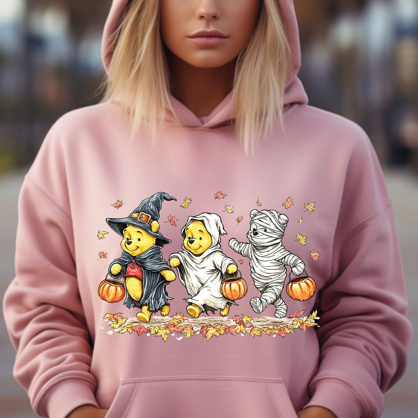 Retro Halloween Spooky Bear Sweatshirt, Cartoon Halloween Sweatshirt, Spooky Ghost Bear And Friends sweatshirt,   Witch Honey Bear Halloween Sweatshirt