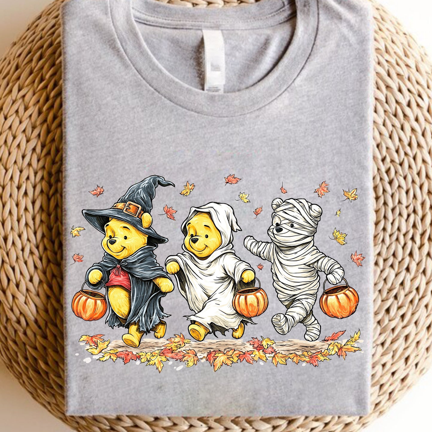 Retro Halloween Spooky Bear Sweatshirt, Cartoon Halloween Sweatshirt, Spooky Ghost Bear And Friends sweatshirt,   Witch Honey Bear Halloween Sweatshirt