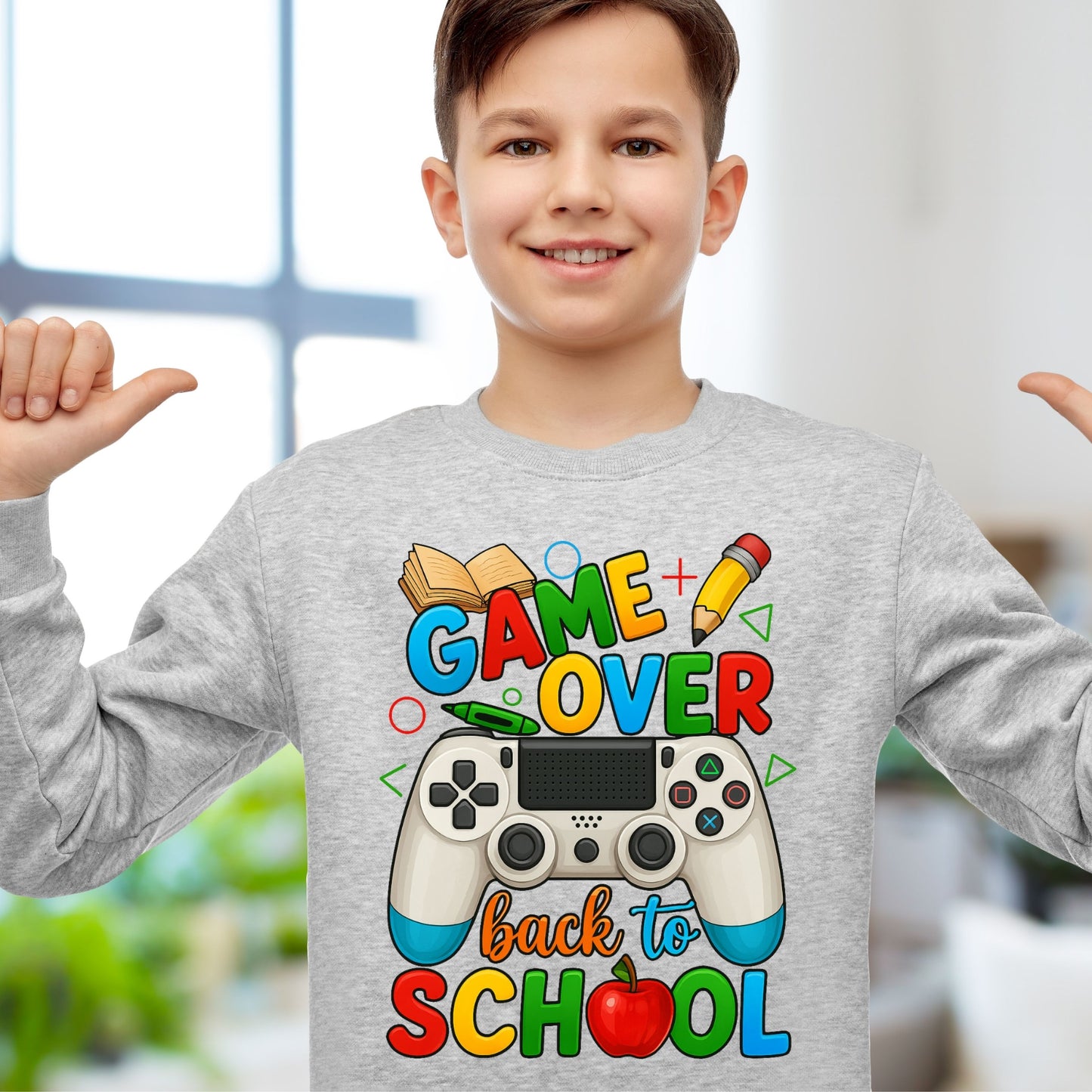 Game Over Back To School Sweatshirt, School Life Sweatshirt, Back To School School Love Sweatshirt,   Game Over Sweatshirt