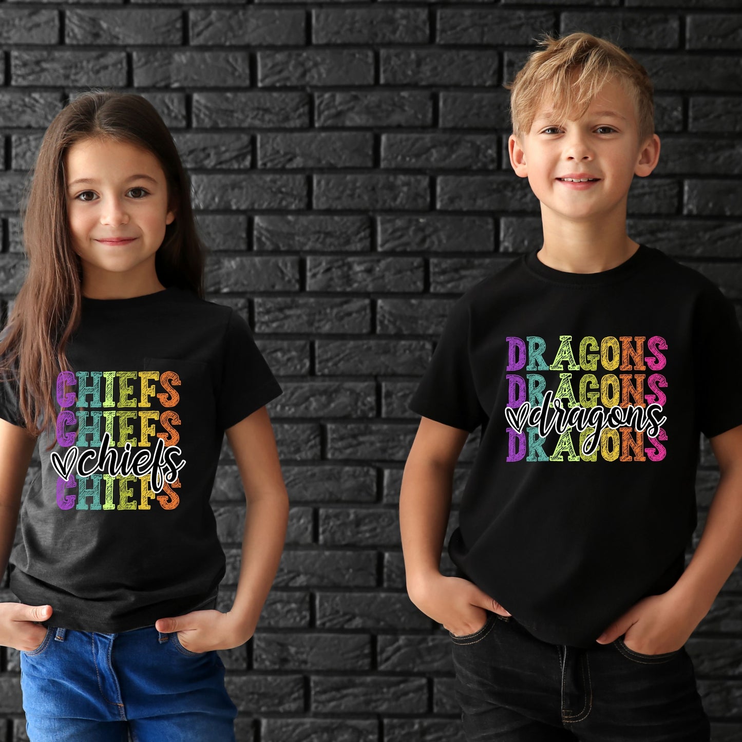 Neon Mascot T-Shirt, Favorite Team Shirt, School Spirit Mascot Shirt, CUSTOM Mascot Team Name T-Shirt