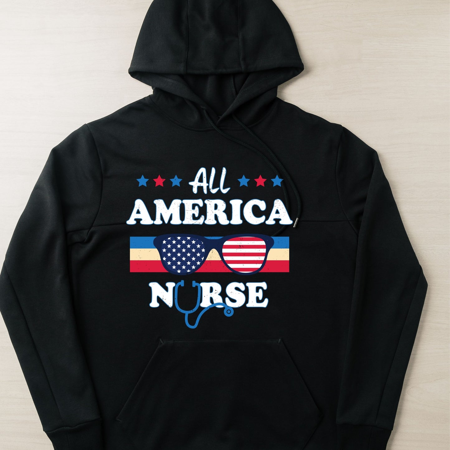 All America Nurse 4th Of July Hoodie, Cartoon 4th July Hoodie, Fourth Of July, Independence Day Hoodie, 4t of July Coquette Hoodie (Copy) (Copy)