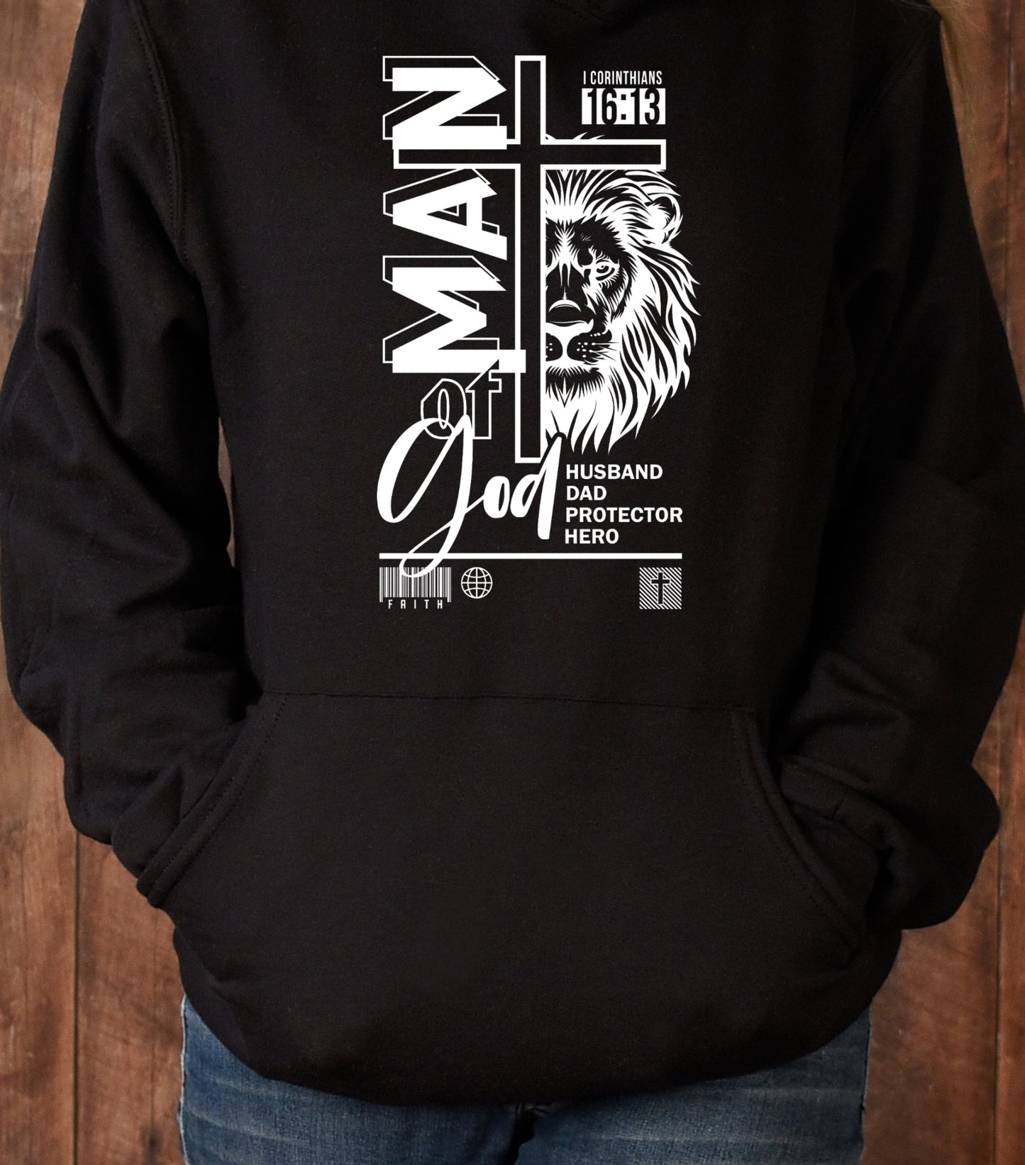 Dad Christian Hoodie, Man of God hoodie, bible verse Jesus hoodie, Dad lion hoodie, Christian cross hoodie (Copy)