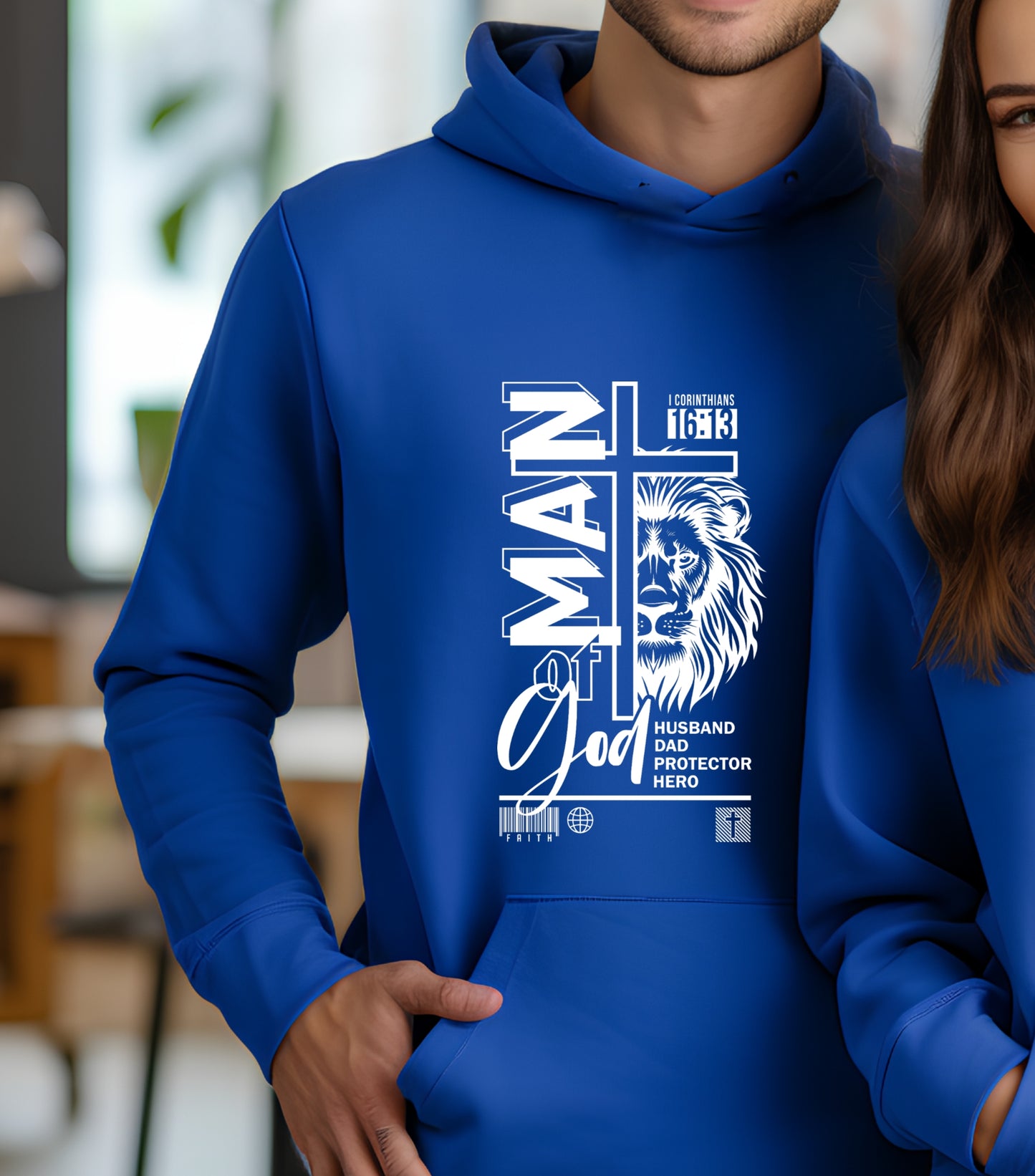 Dad Christian Hoodie, Man of God hoodie, bible verse Jesus hoodie, Dad lion hoodie, Christian cross hoodie (Copy)