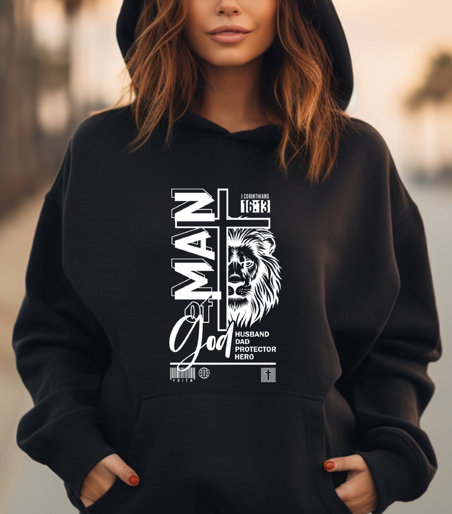 Dad Christian Hoodie, Man of God hoodie, bible verse Jesus hoodie, Dad lion hoodie, Christian cross hoodie (Copy)