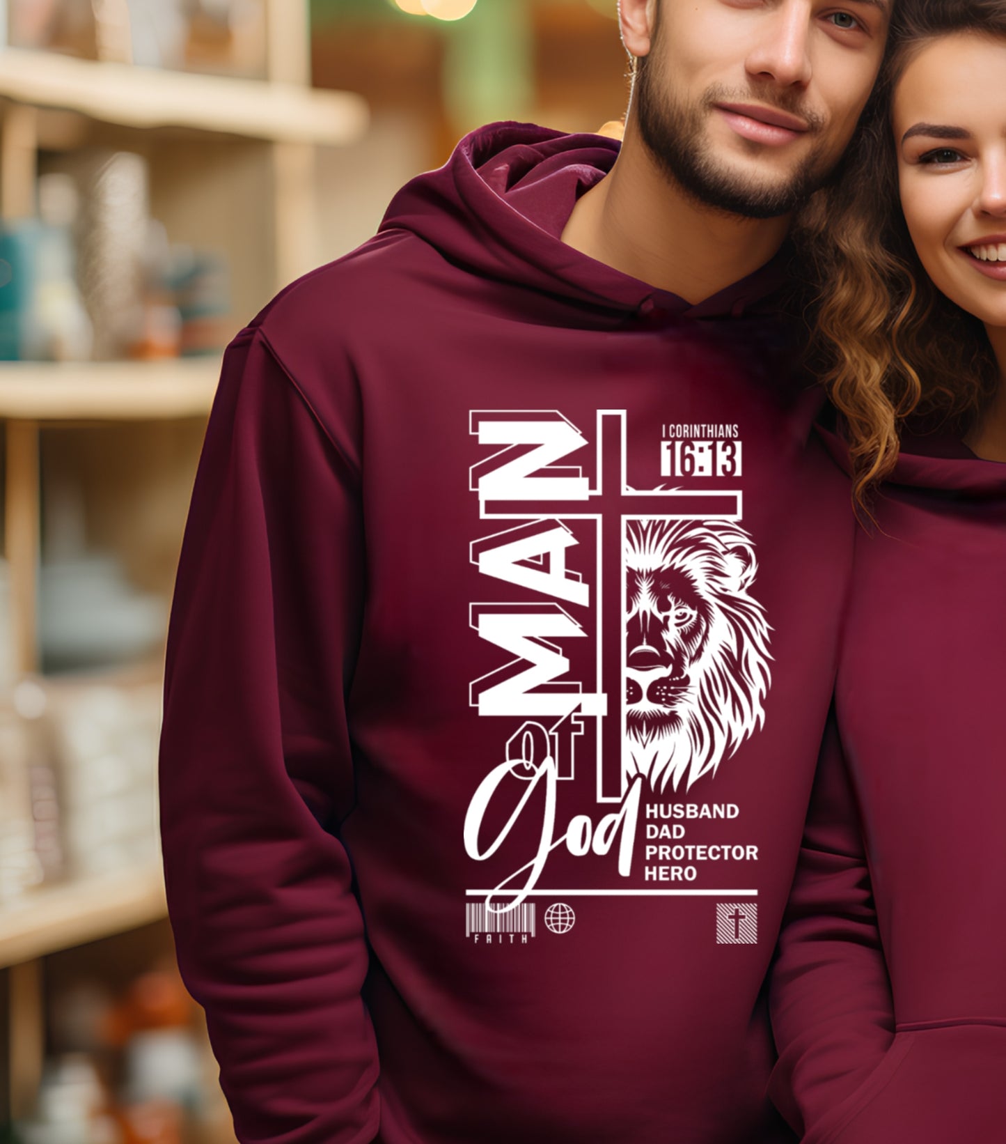 Dad Christian Hoodie, Man of God hoodie, bible verse Jesus hoodie, Dad lion hoodie, Christian cross hoodie (Copy)