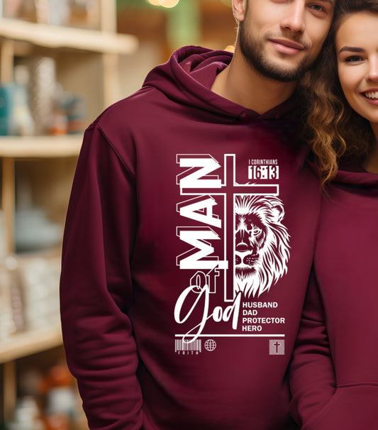 Dad Christian Hoodie, Man of God hoodie, bible verse Jesus hoodie, Dad lion hoodie, Christian cross hoodie (Copy)