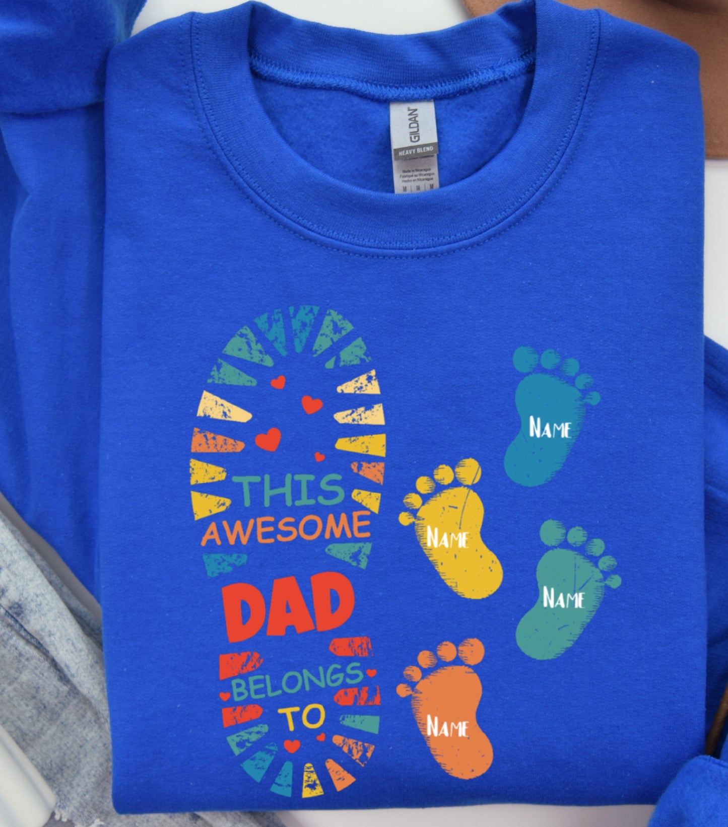 Best dad ever Sweatshirt, Custom name dad and kids Sweatshirt, dad military sweatshirt,  Father custom kids name Sweatshirt (Copy)