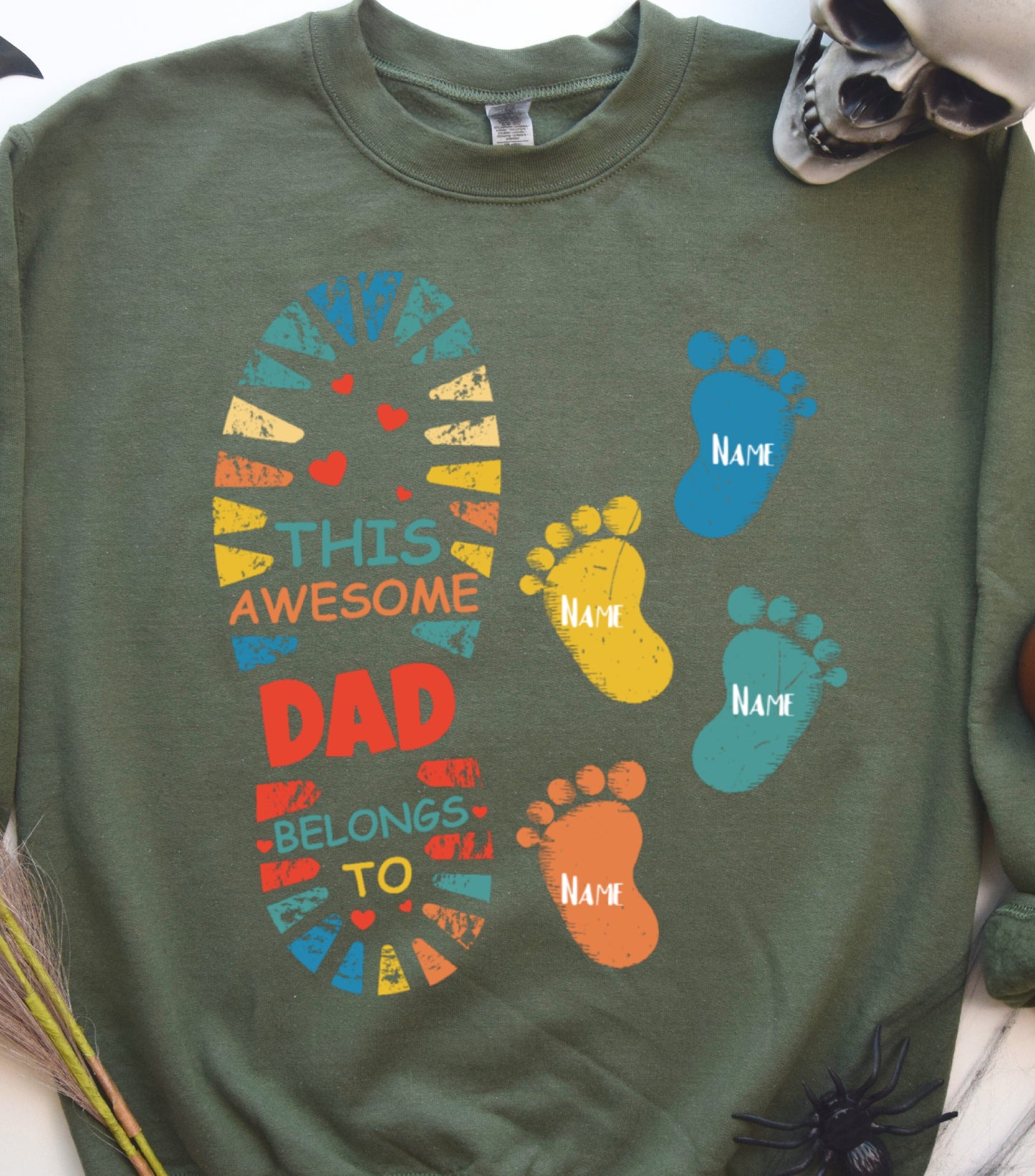 Best dad ever Sweatshirt, Custom name dad and kids Sweatshirt, dad military sweatshirt,  Father custom kids name Sweatshirt (Copy)