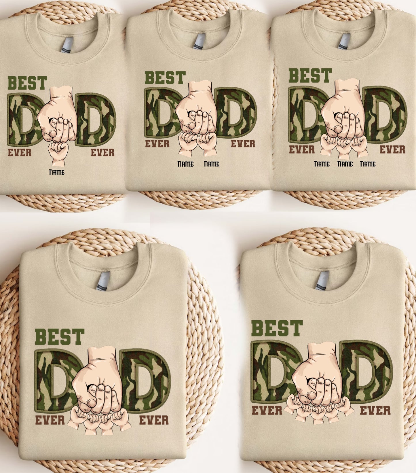 Best dad ever Sweatshirt, Custom name dad and kids Sweatshirt, dad military sweatshirt,  Father custom kids name Sweatshirt