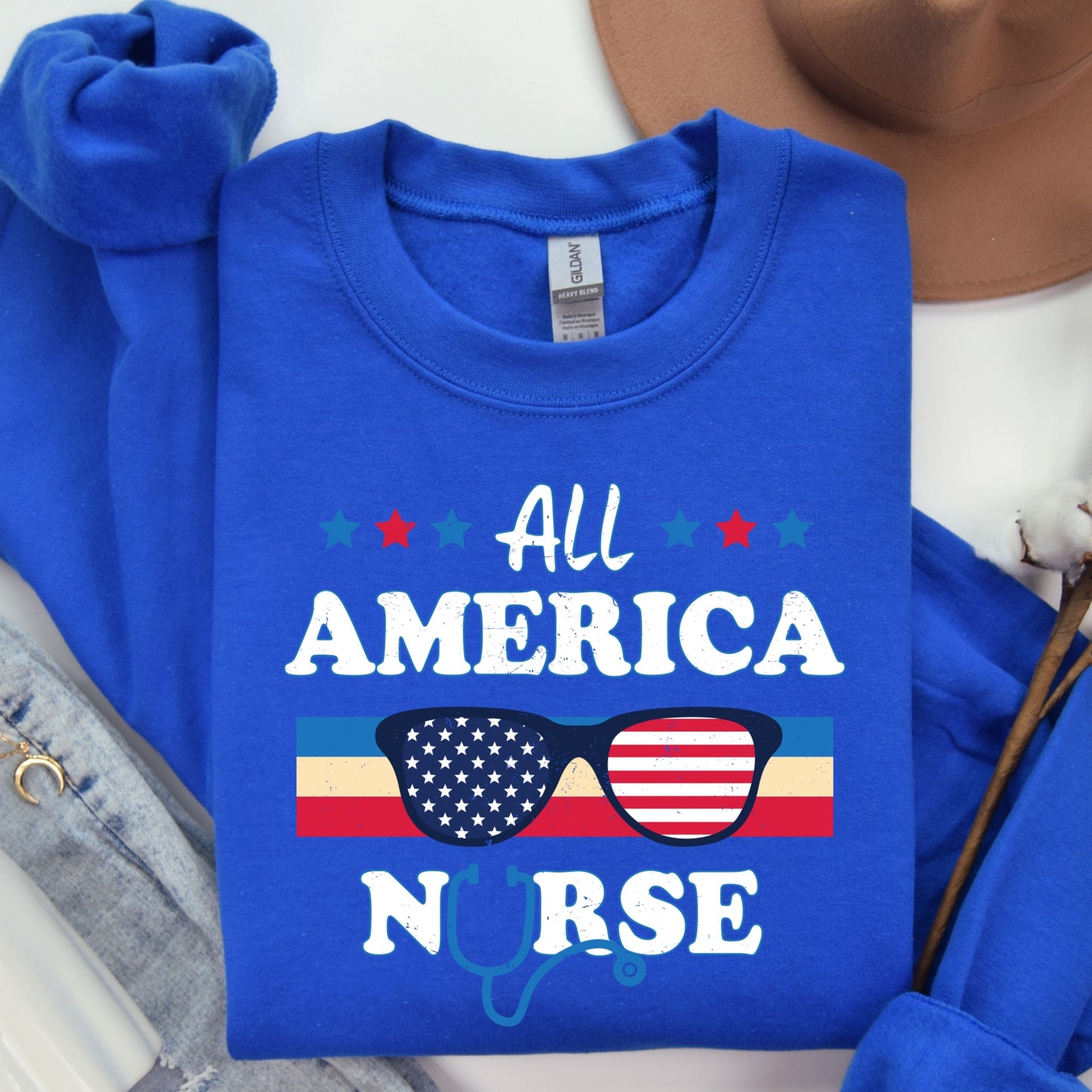 All America Nurse 4th Of July Sweatshirt, Cartoon 4th July Sweatshirt, Fourth Of July, Independence Day Sweatshirt, &nbsp;4t of July Coquette Sweatshirt (Copy) (Copy)