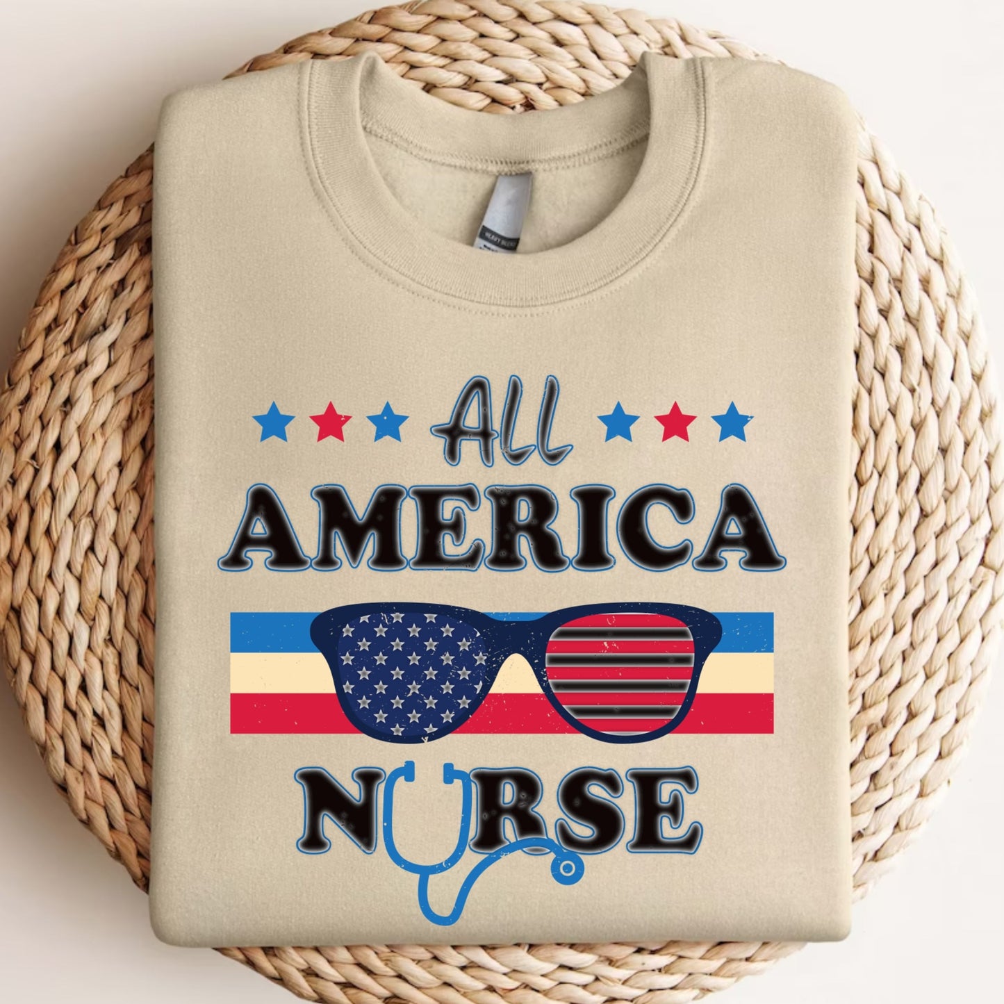 All America Nurse 4th Of July Sweatshirt, Cartoon 4th July Sweatshirt, Fourth Of July, Independence Day Sweatshirt, &nbsp;4t of July Coquette Sweatshirt (Copy) (Copy)