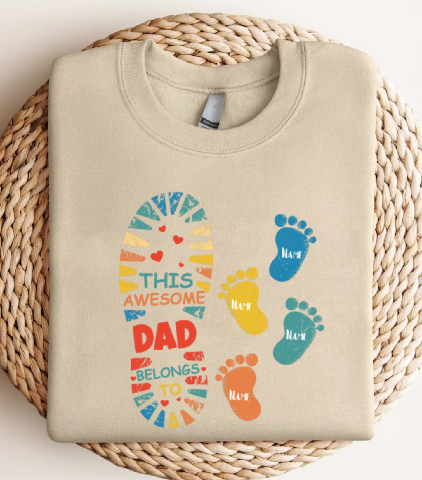 Best dad ever Sweatshirt, Custom name dad and kids Sweatshirt, dad military sweatshirt,  Father custom kids name Sweatshirt (Copy)