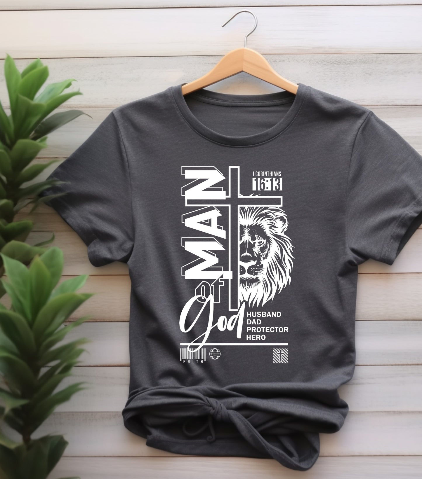 Dad Christian Shirt, Man of God shirt, bible verse Jesus shirt, Dad lion shirt, Christian cross Shirt (Copy)