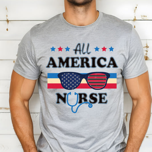 All America Nurse 4th Of July Shirt, Cartoon 4th July Shirt, Fourth Of July, Independence Day Shirt,  4t of July Coquette Shirt (Copy)